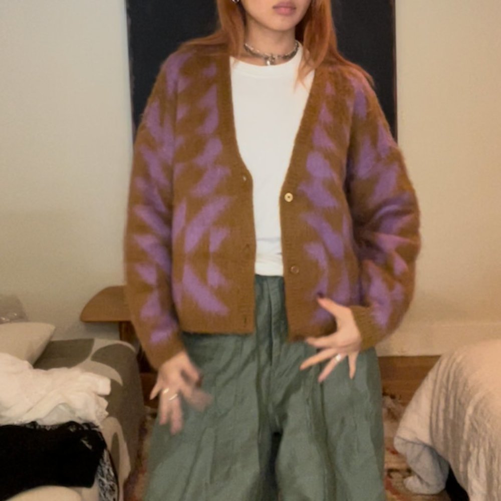 obey medium brush patterned cardigan